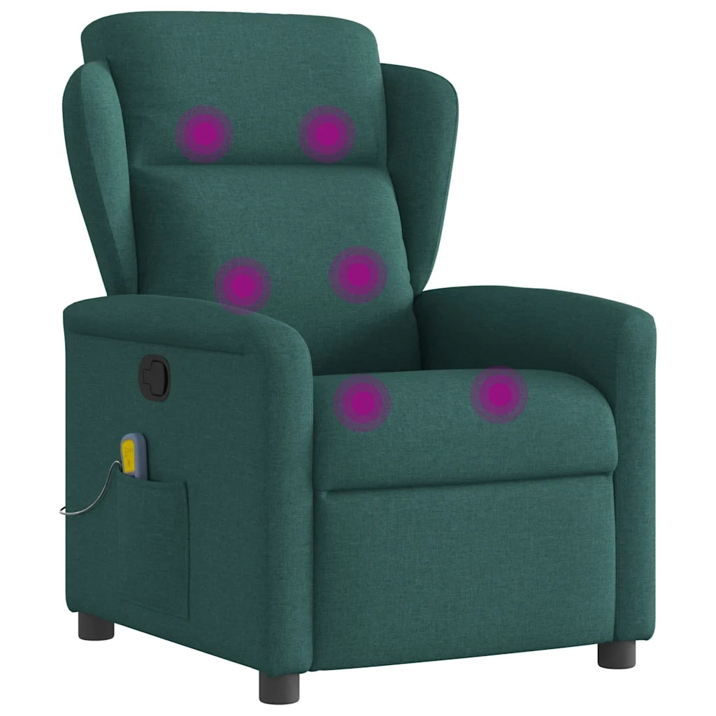 Divano Sedia-Poltrona Massaggiante Reclinabile Verde Scuro in Tessuto 657208
