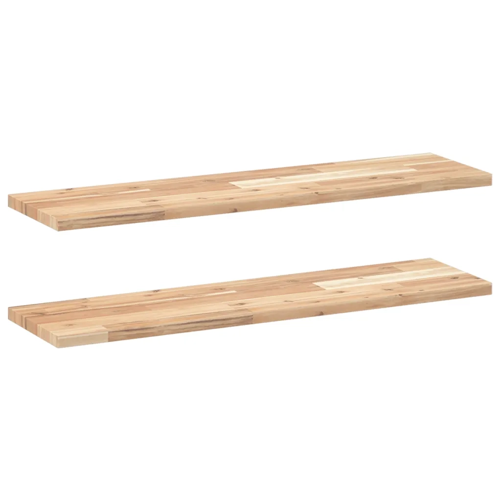 2 pz Mensole da Parete | Scaffali a Parete | Ripiano a parete 80x20x2 cm Legno Acacia Non Trattato