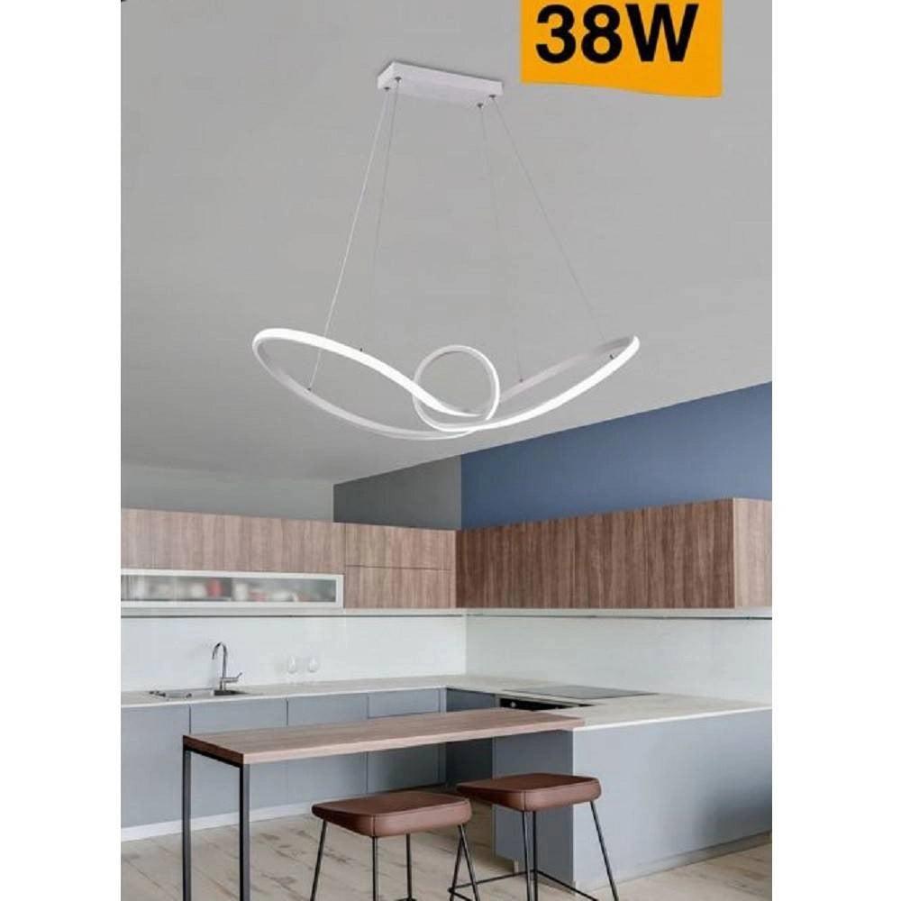 Trade Shop - Lampadario Led Moderno Intrecciato Sospensione 38 W Luce 6500k 3000k 4000k A07-b - -bianco Freddo      -