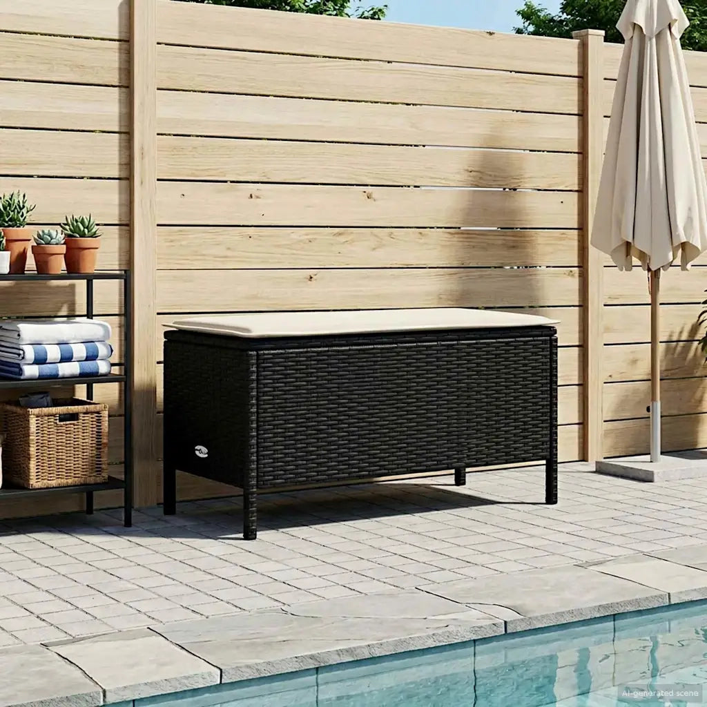 Sedia da giardino-Poggiapiedi da Giardino Nero e Crema 80 x 38 x 45 cm