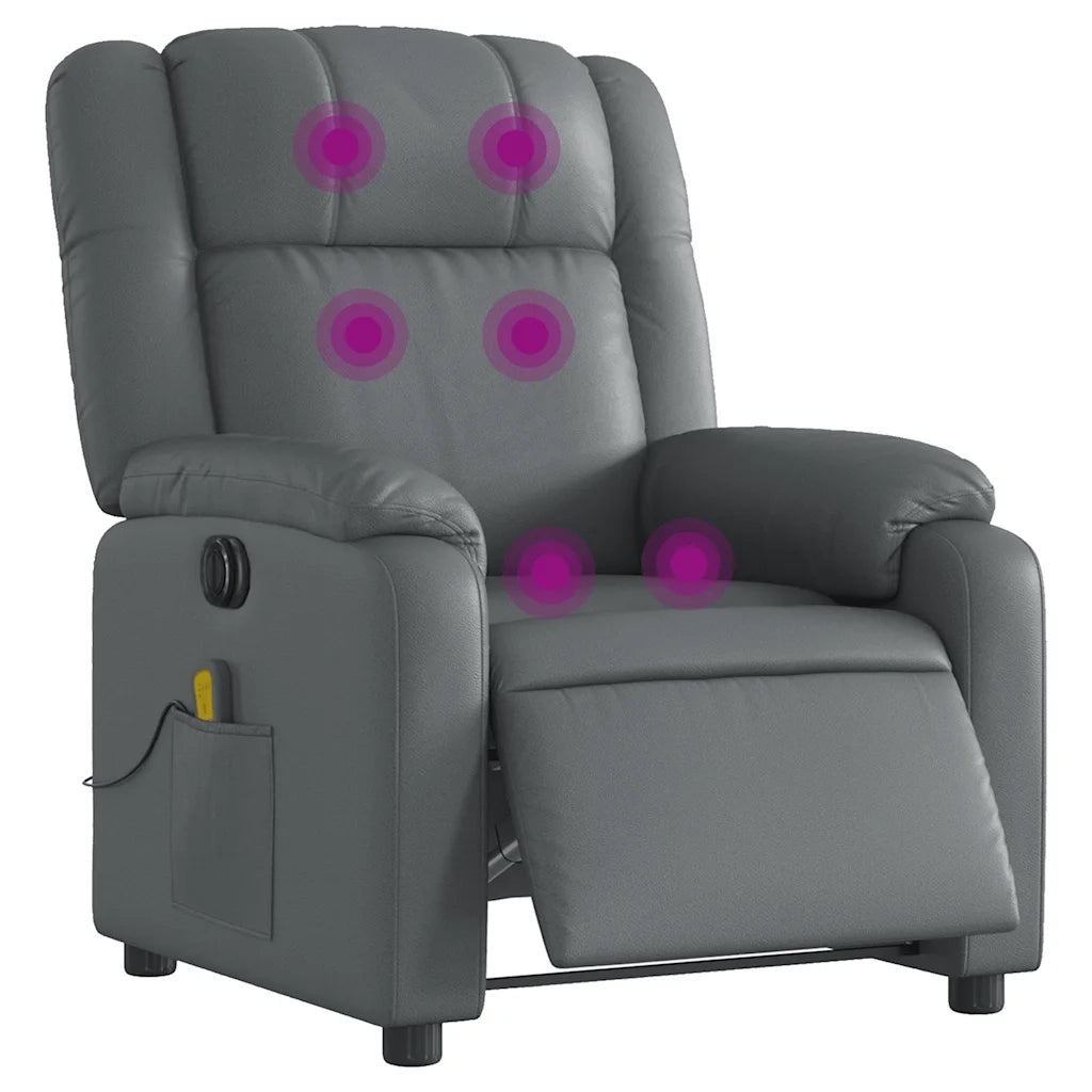 Poltrona Massaggiante | Sedia Relax Elettrica Reclinabile Grigio Similpelle