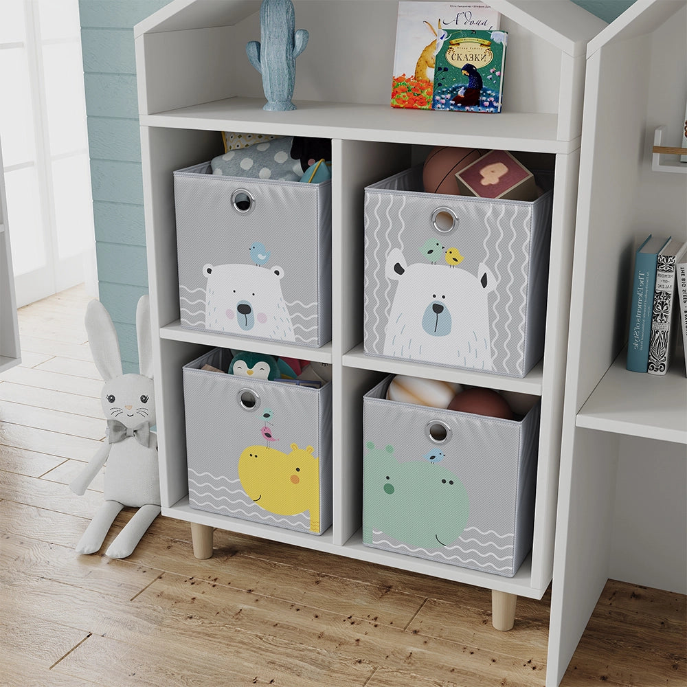 Vicco Scatola pieghevole Grigio (orso e ippopotamo) 30 x 30 cm (motivo orso e ippopotamo)