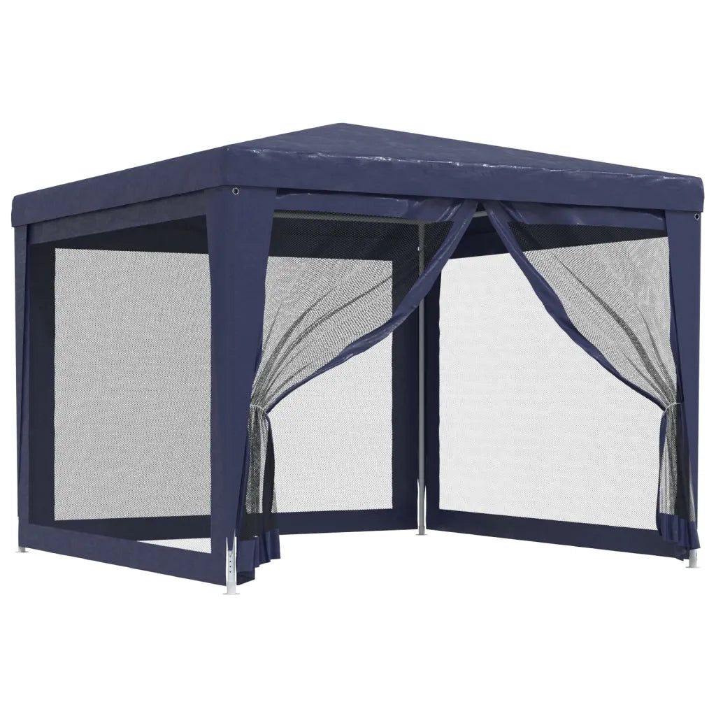Tenda per Feste con 4 Pareti Laterali in Rete-Tenda Gazebo Blu 3x3 m HDPE