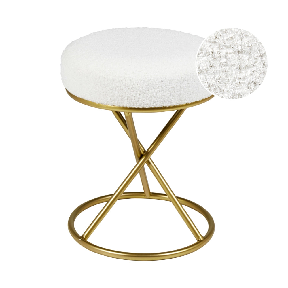 Pouf Boucle bianco sporco con gambe in metallo Camera da letto Soggiorno Accessori per sedersi