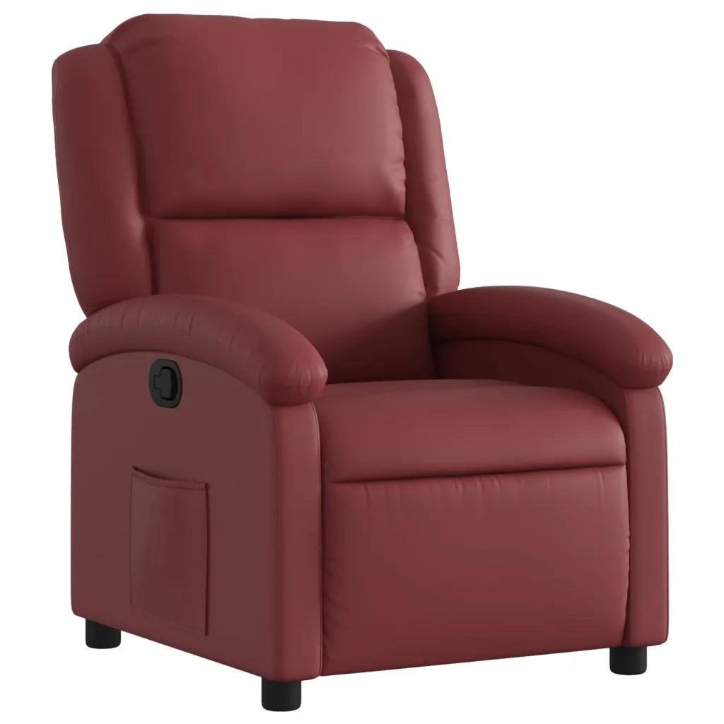 Divano Sedia-Poltrona Reclinabile Rosso Vino in Similpelle 549754