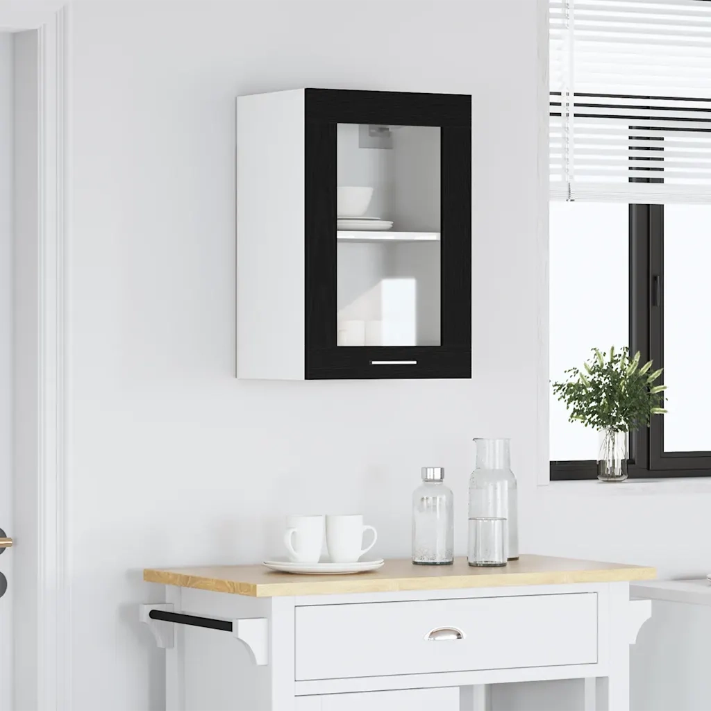 Mobile pensile in vetro rovere Nero 40x31x60 cm in Legno Multistrato 863139