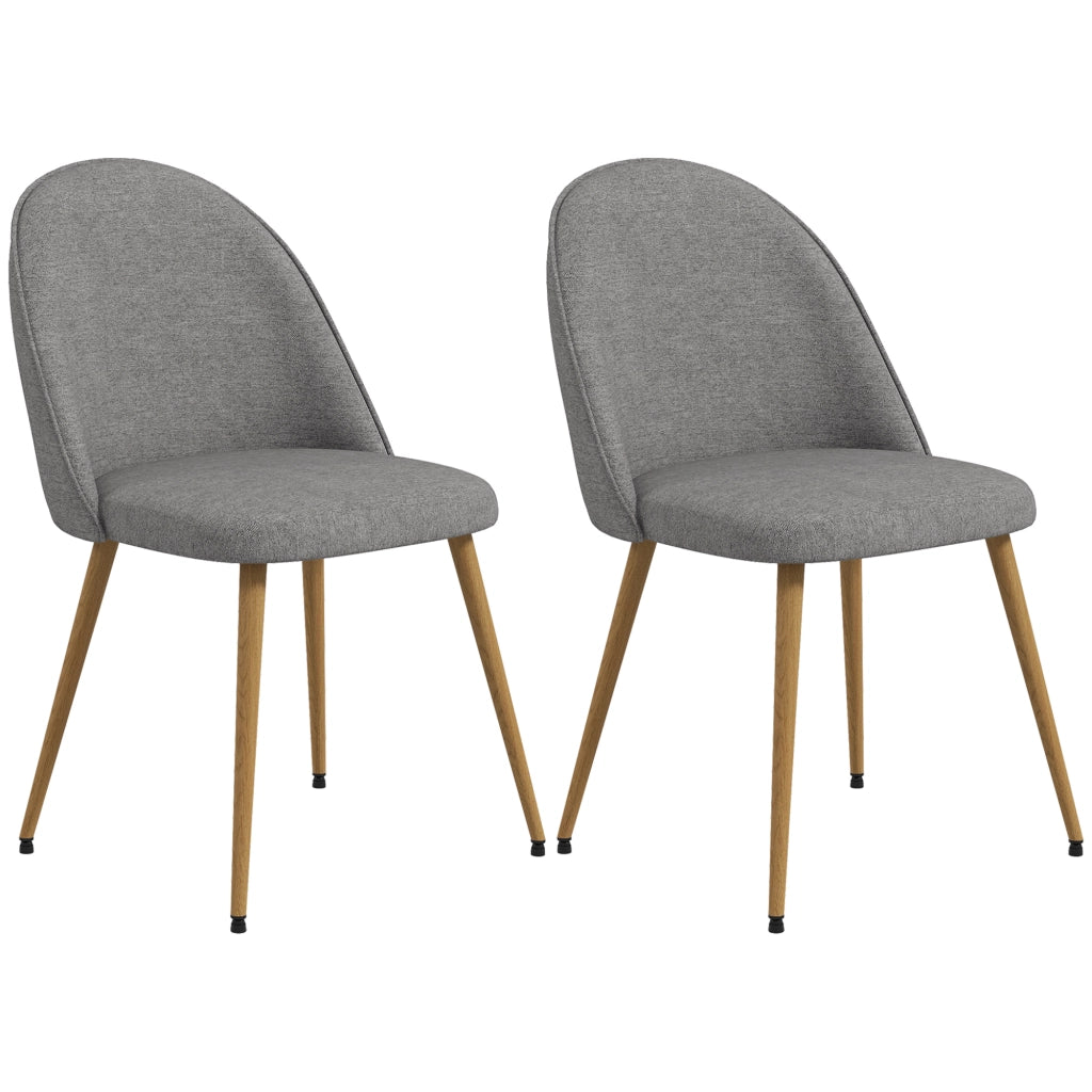 Set 2 Sedie da Pranzo Imbottite in Tessuto con Gambe in Metallo ¨C Zephmum ¨C Grigio 50x52x83 cm
