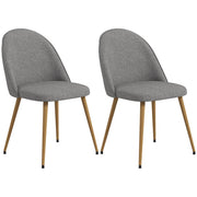 Set 2 Sedie da Pranzo Imbottite in Tessuto con Gambe in Metallo ¨C Zephmum ¨C Grigio 50x52x83 cm