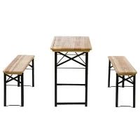 Set Birreria 1 Tavolo (120x50cm) 2 Panche (120x25cm) in Legno di Abete