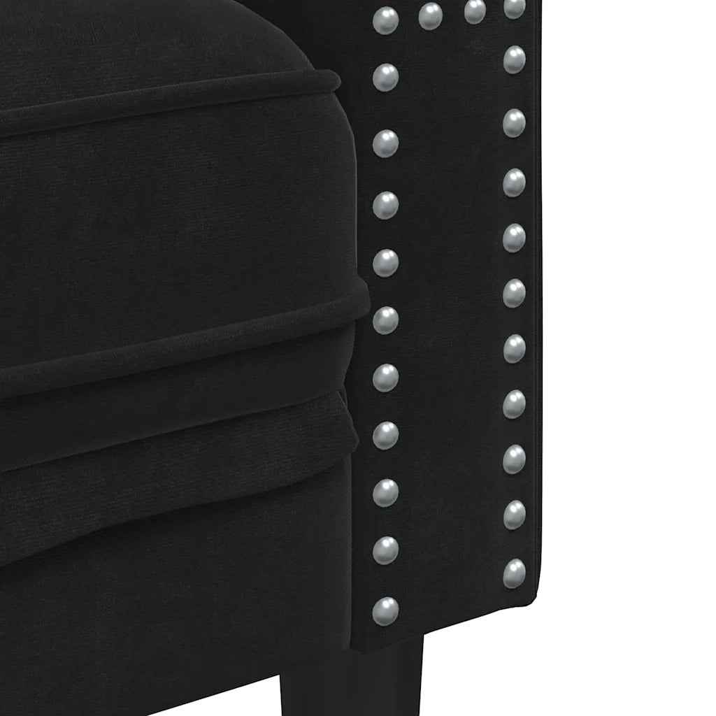 Divano Nero 194 x 74,5 x 70,5 cm Velluto