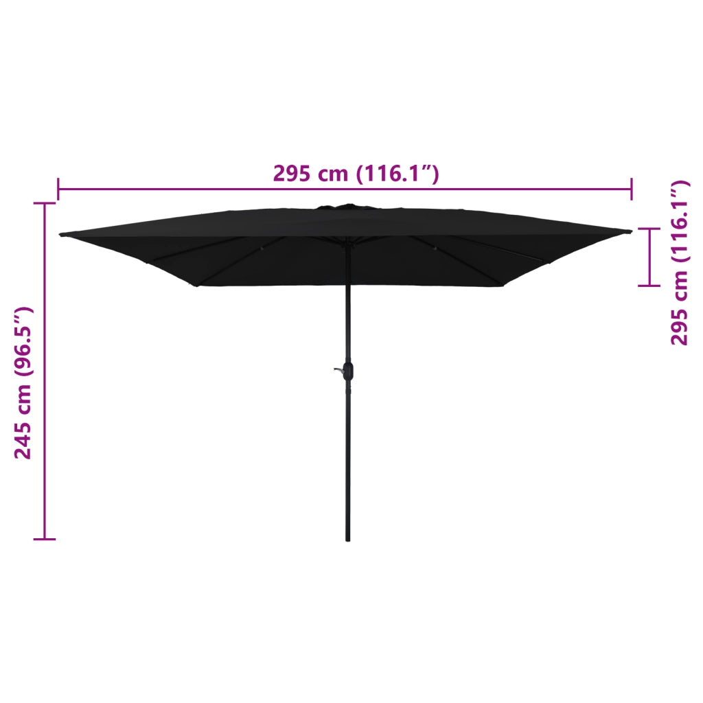 Ombrellone da Giardino Quadrato 295x245 cm Nero