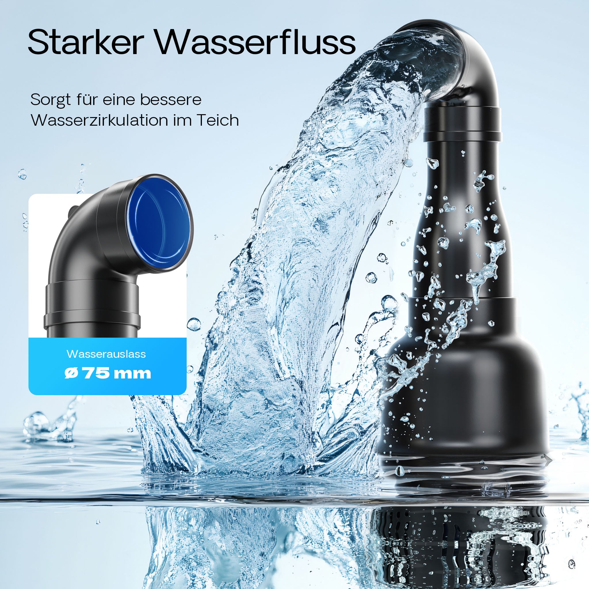 CEF-22000 Pompa a tubo per laghetto grande 22000 l/h 95W, per ricircolo acqua