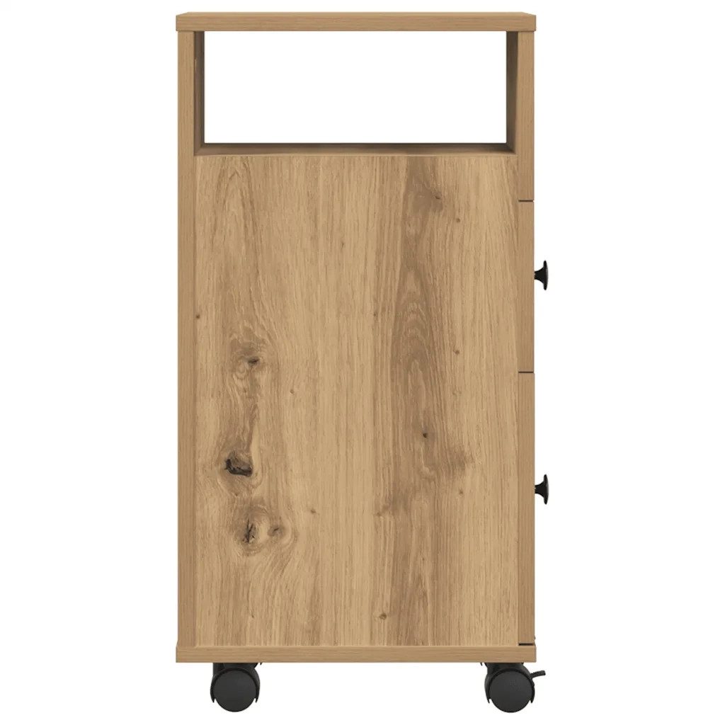 Mobile da Bagno Stretto con Ruote Rovere Artigianale Truciolato 855240