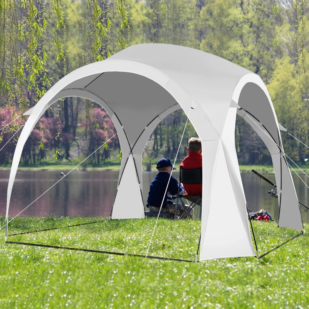 Tenda portatile parasole per 6-8 persone, Tenda con borsa da trasporto 16 picchetti 8 corde per il vento Bianco-Tende
