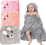 Asciugamano per bambino con cappuccio, 3 pezzi, asciugamano per bambino con cappuccio, asciugamano per bambino personalizzato con orecchie, asciugamano per bambino con cappuccio per neonati, 80 x 80 cm (rosa chiaro + arancione + grigio chiaro)