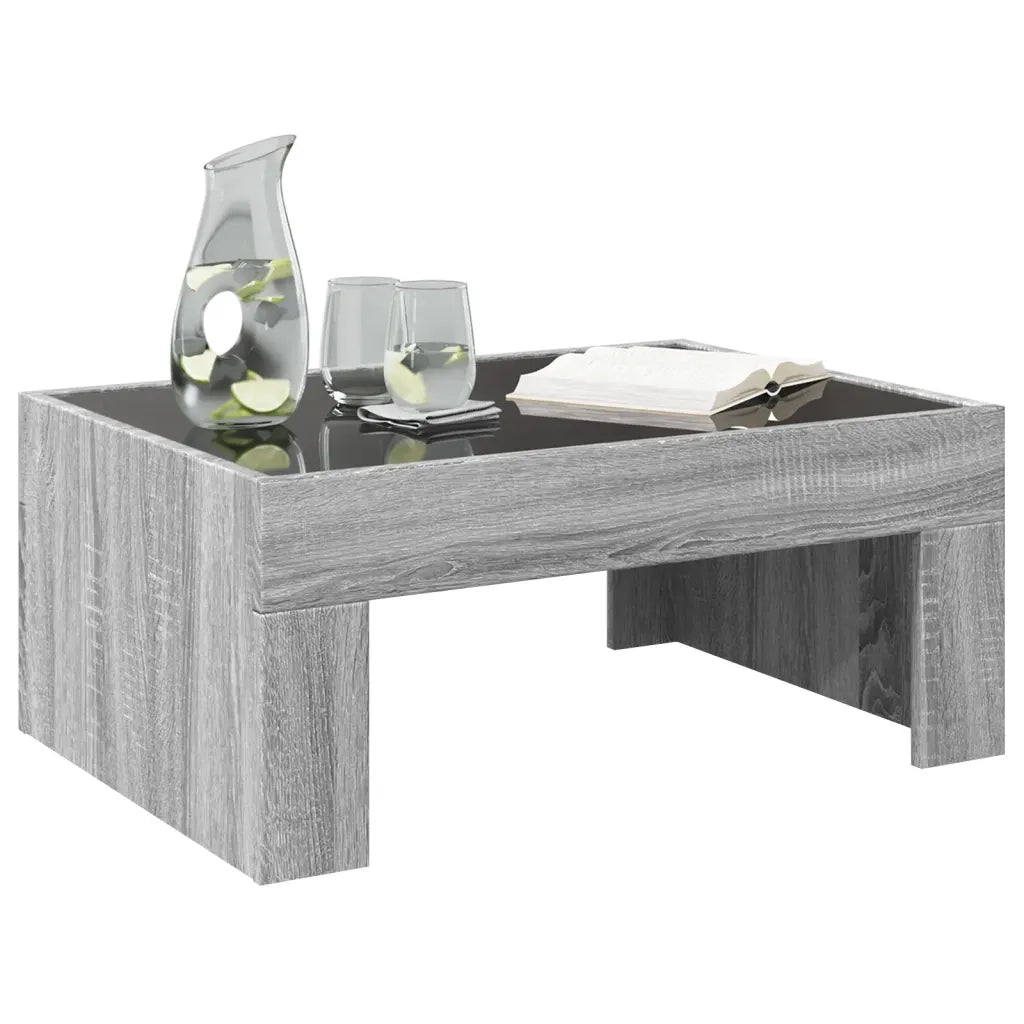 Tavolino da Salotto con LED Infinity-Tavolino da soggiorno Grigio Sonoma 70x50x30 cm