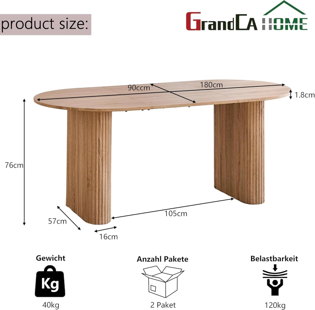 GrandCA HOME Tavolo da Pranzo Rotondo 120 cm, Tavolo da Cucina per 4, Tavolo da Pranzo in Legno con Base a Croce per Cucina, Sala da Pranzo, Soggiorno,Rovere