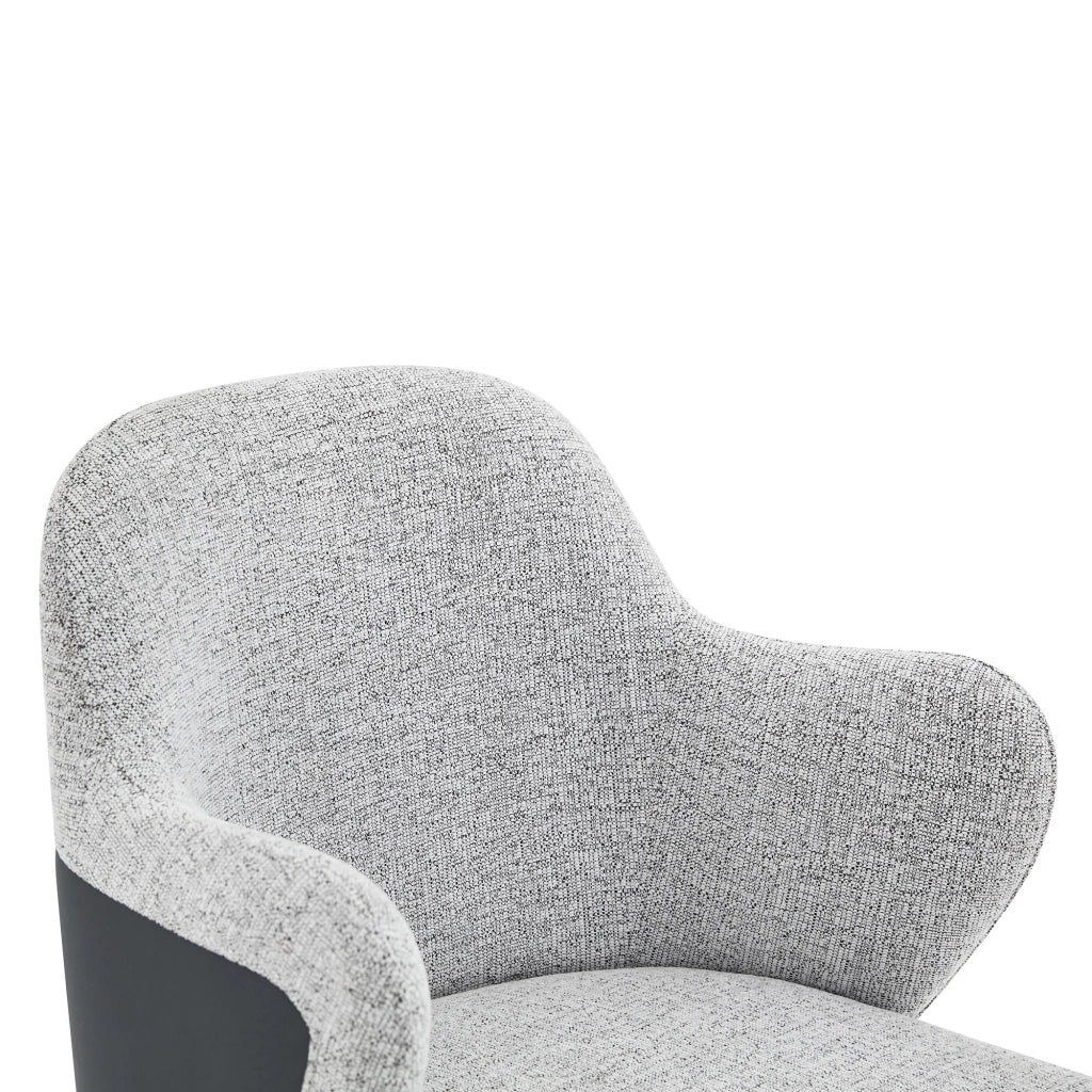 Set di 2 sgabelli bar regolabili girevoli 360° con braccioli, seduta imbottita in tessuto grigio chiaro