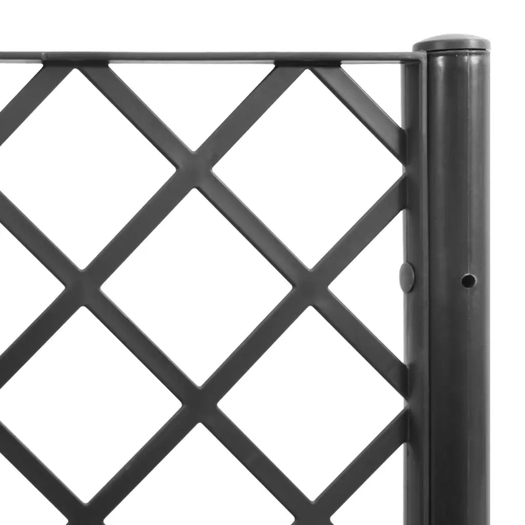 Fioriera da giardino con traliccio-Vaso da Esterno-Vaso con Griglia Nera 40x40x142 cm in PP