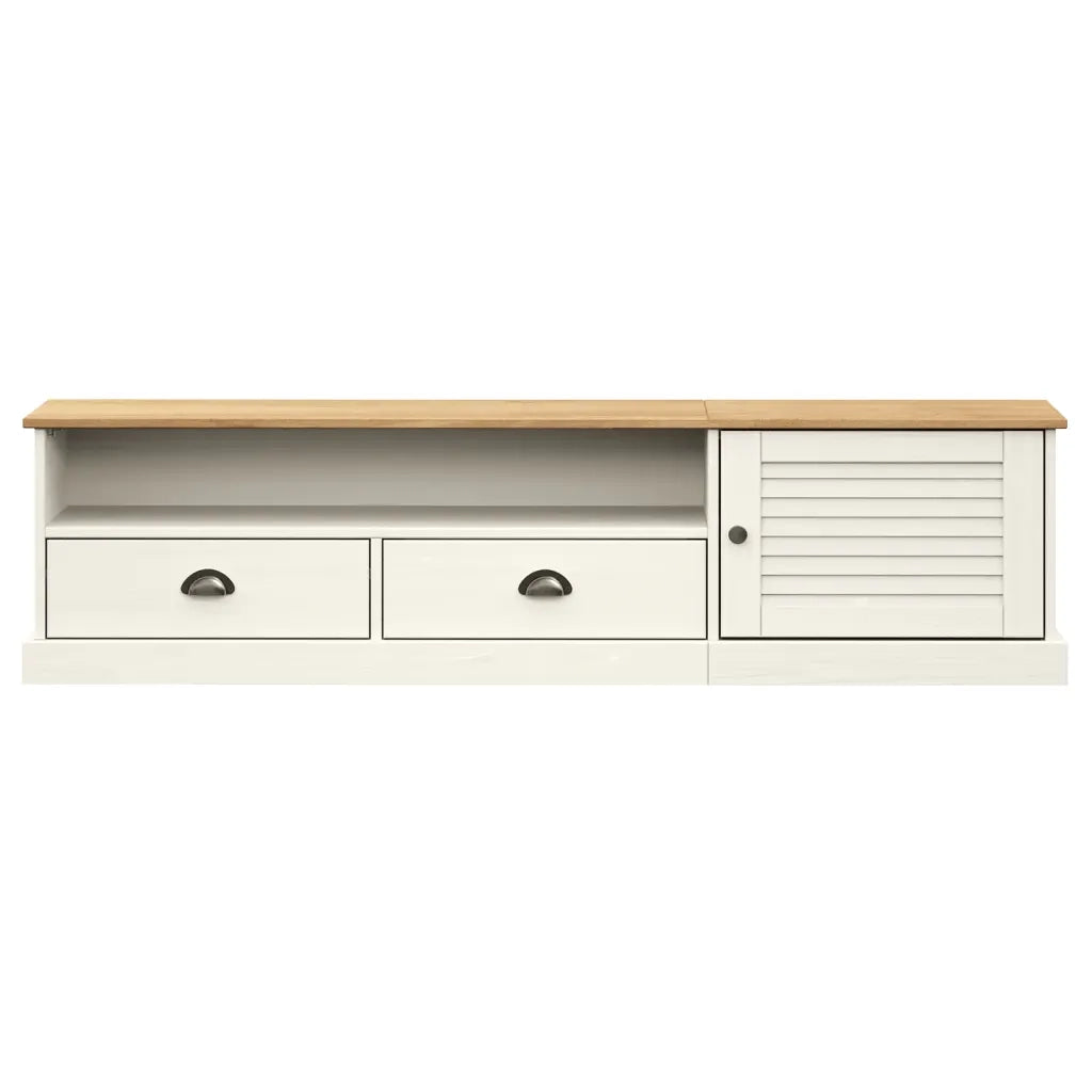 Mobile Porta TV VIGO Bianco 156x40x40 cm Legno Massello di Pino 353173