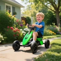 Go-Kart a pedali per bambini, go-kart per bambini dai 2 ai 5 anni con ruote EVA silenziose, avanti e indietro, verde