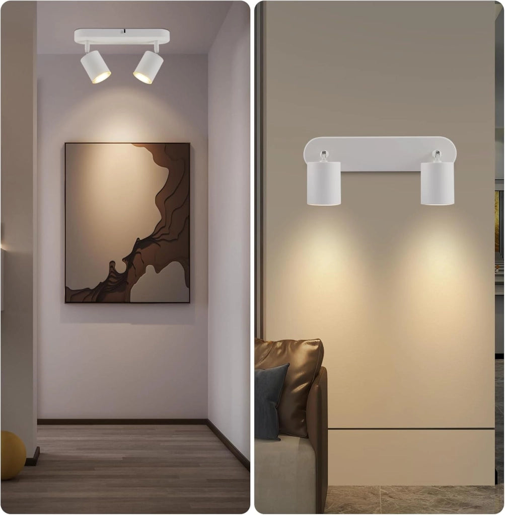 ZMH Faretto da soffitto neri 2 luci GU10 design girevole moderni anche parete per soggiorno camera letto sala pranzo
