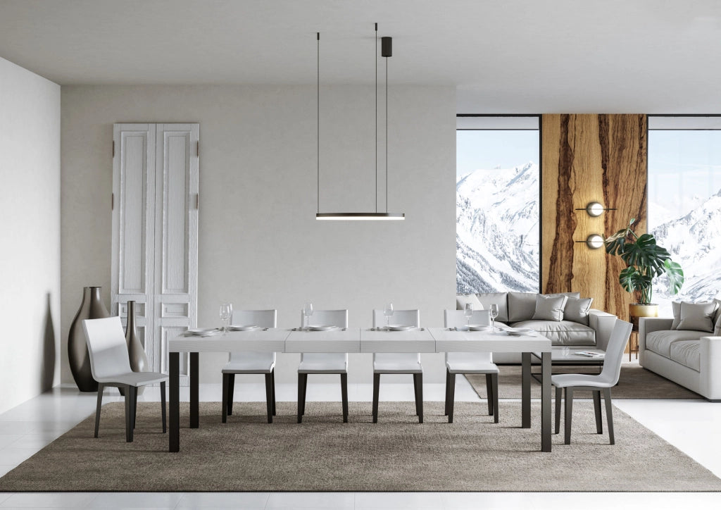 Tavolo allungabile 90x130/390 cm EveryX Premium bianco frassino telaio Antracite