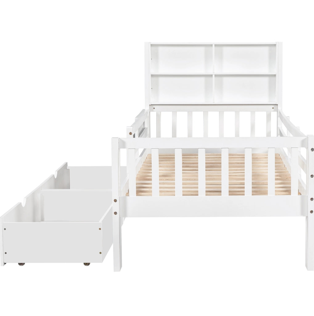 Letto singolo per bambini 90x200 cm con cassetti e lavagna