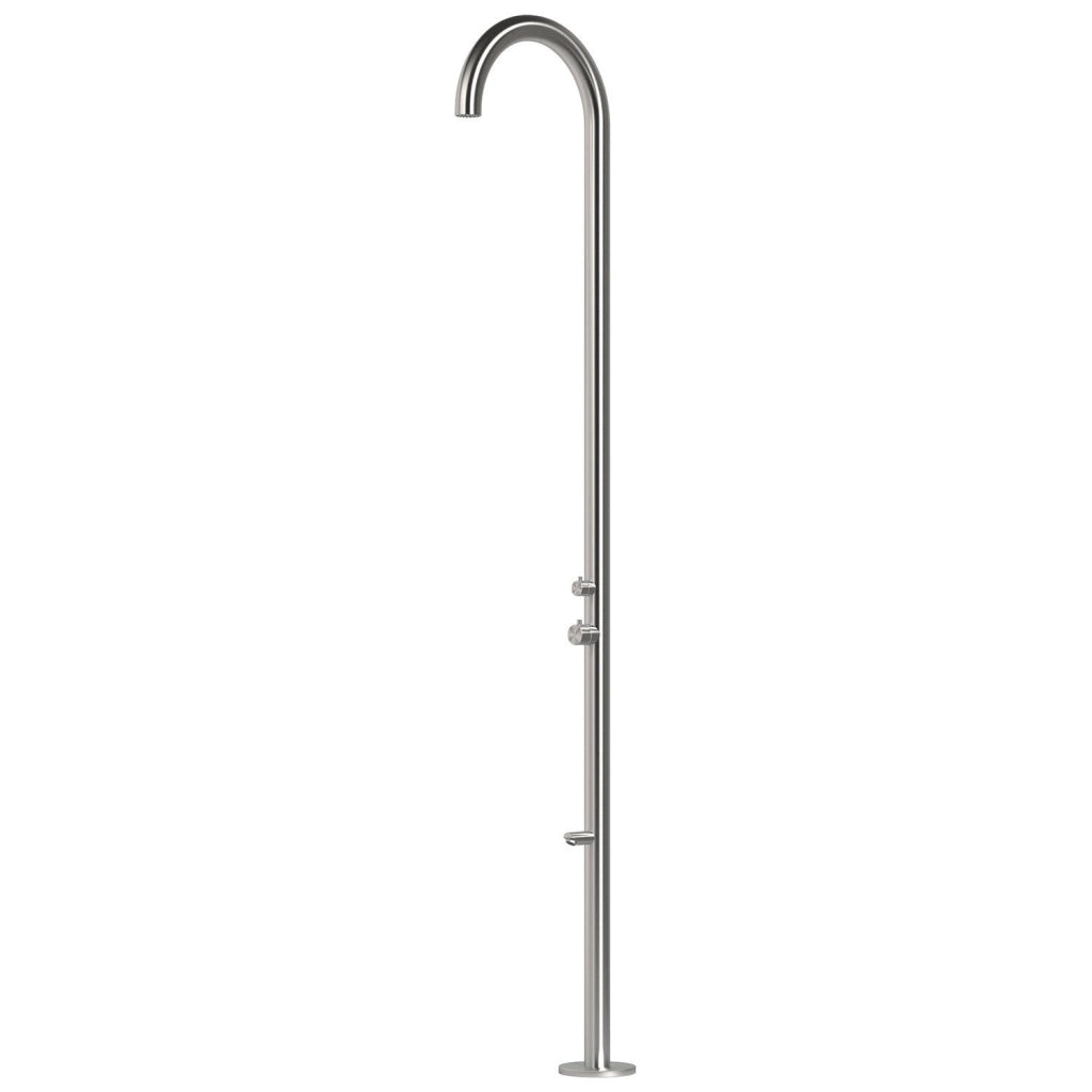 SINED Doccia Esterna Inox Satinato in Acciaio 316L 244 cm di Altezza 6 cm di Diametro Con Sistema Cbox Ideale per Ambienti Marini e Piscine Modello Olbia