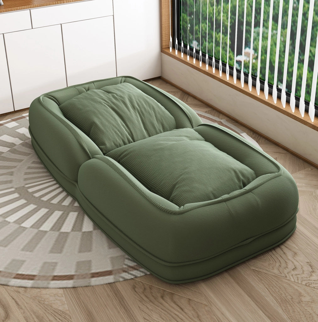 Poltrona letto pieghevole regolabile in 5 posizioni 80x22x87 cm in tessuto e metallo; verde