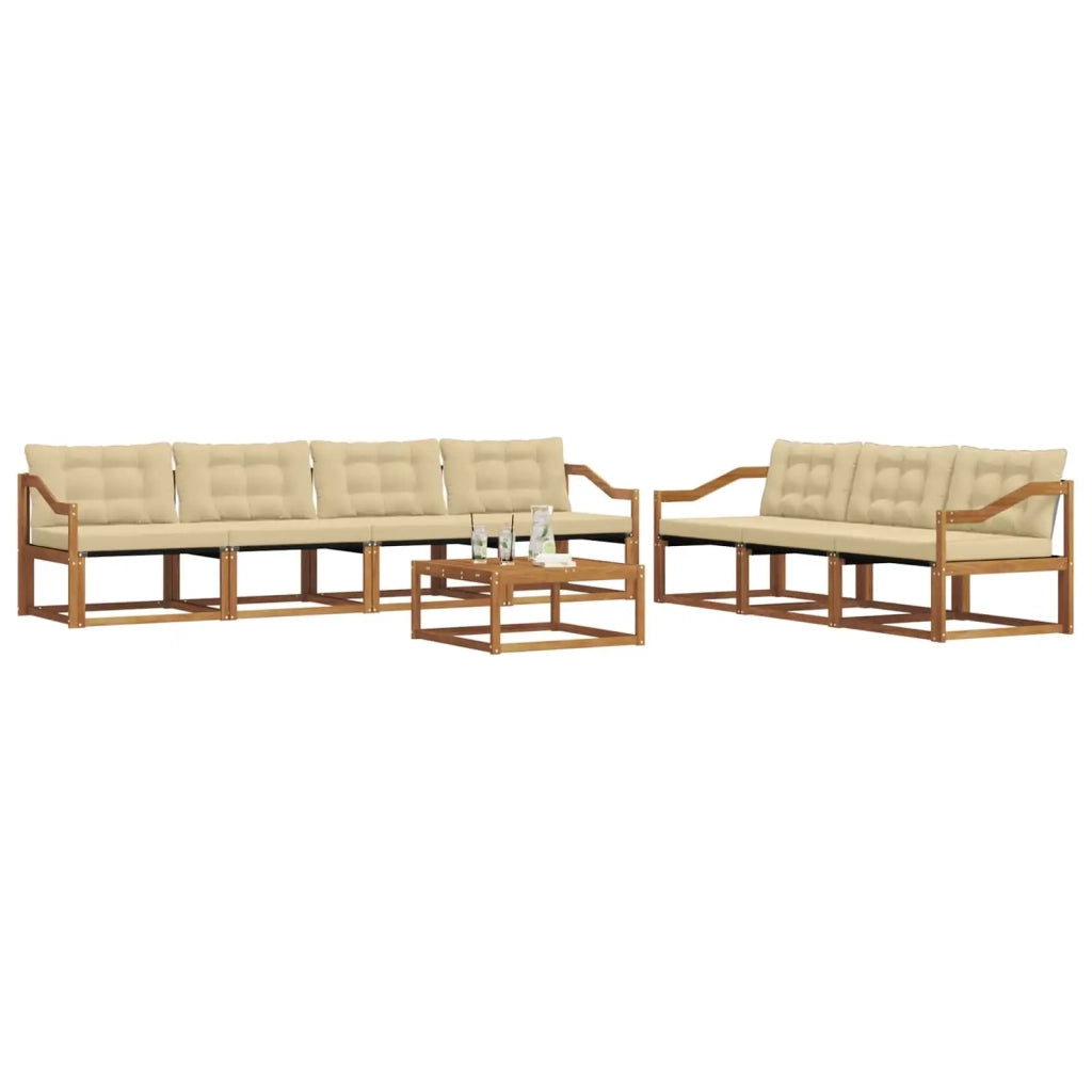 Set di divani da esterno con cuscino 8 pcs Naturale e Beige