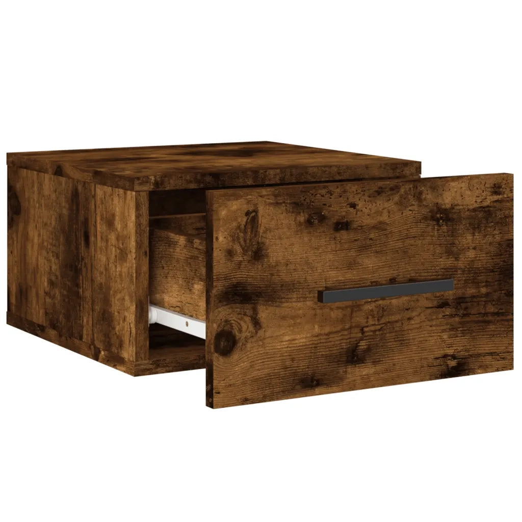 Comodino | Armadio da Notte | Mobiletto da notte a Muro Rovere Fumo 35x35x20 cm