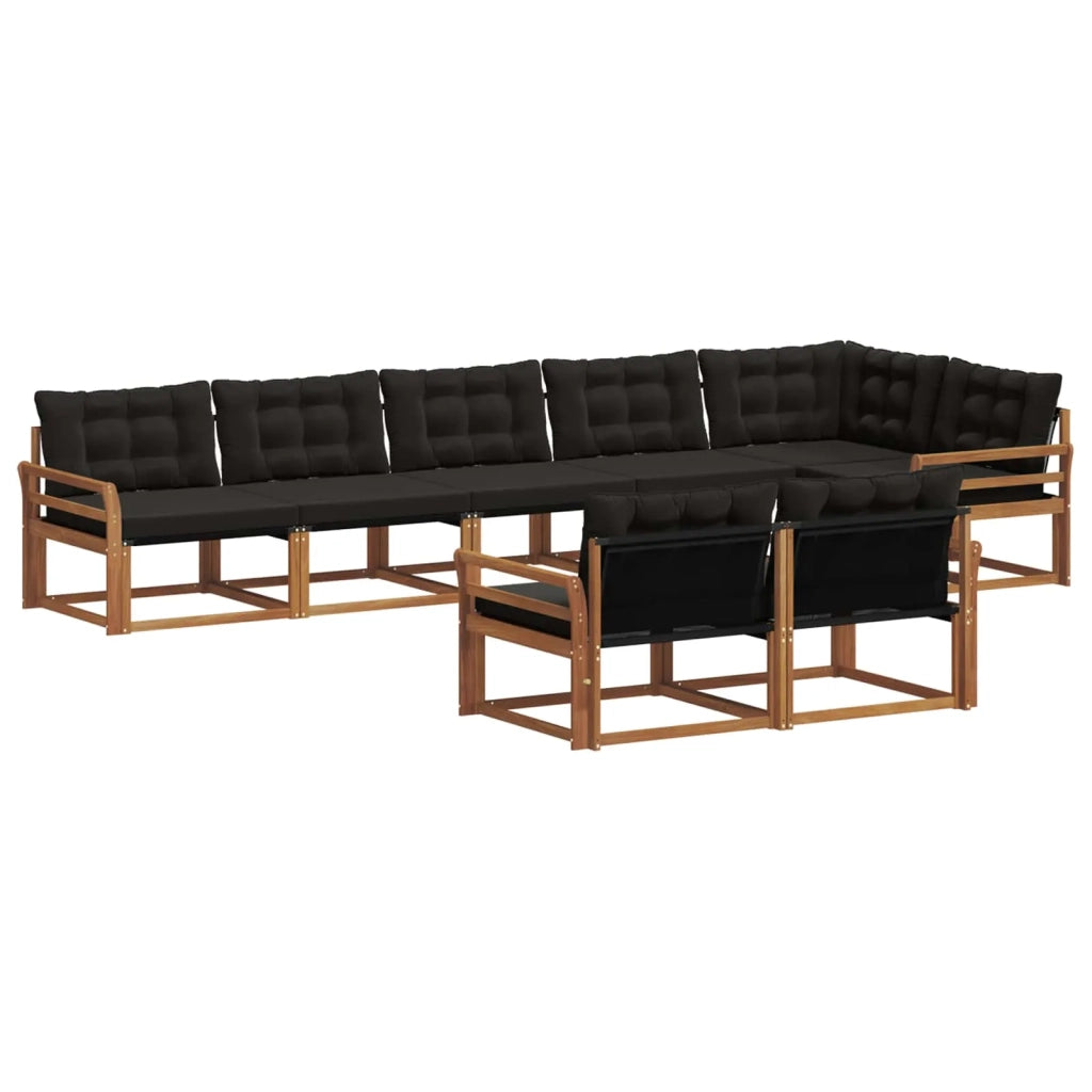 Set di divani da esterno con cuscino 8 pcs Naturale e Nero 3369579