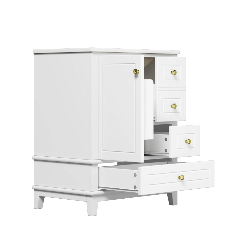 Mobile sottolavabo con 3 cassetti e anta Soft-Close; per bagno; in MDF e ceramica; 61x47x86 cm; bianco