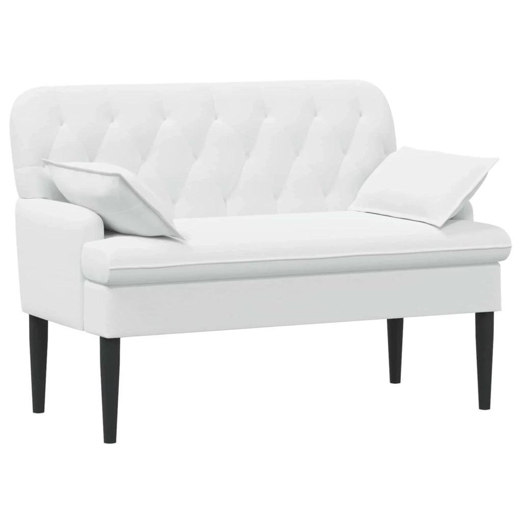 Loveseat con bottoni imbottiti Bianco 111 x 68 x 80 cm Tessuto 42041806