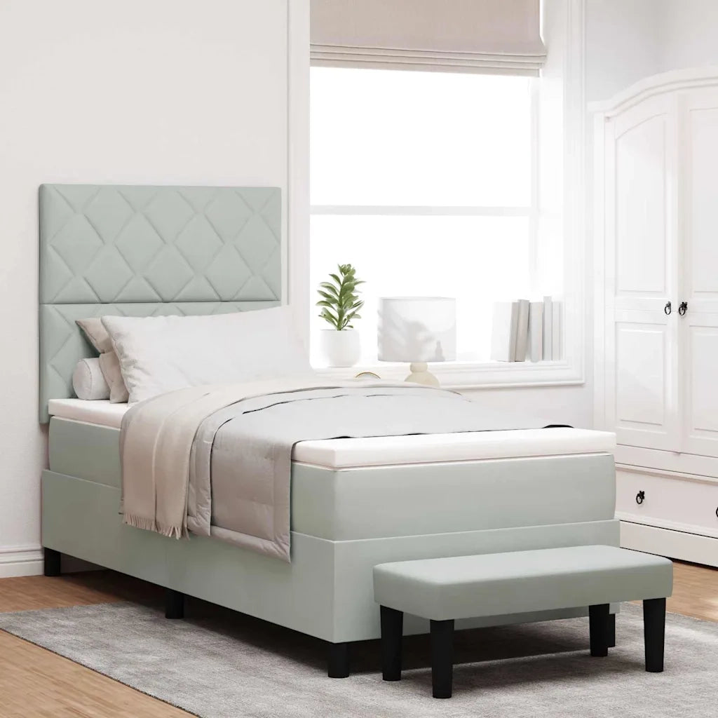 Letto a molle con materasso Grigio chiaro 90 x 200 cm Velluto