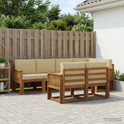 Set di divani da esterno 7 pcs Naturale e Beige Poliestere 3385299