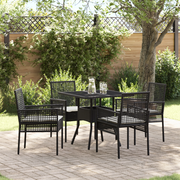 Set pranzo giardino 5 Pezzi Nero Poly Rattan