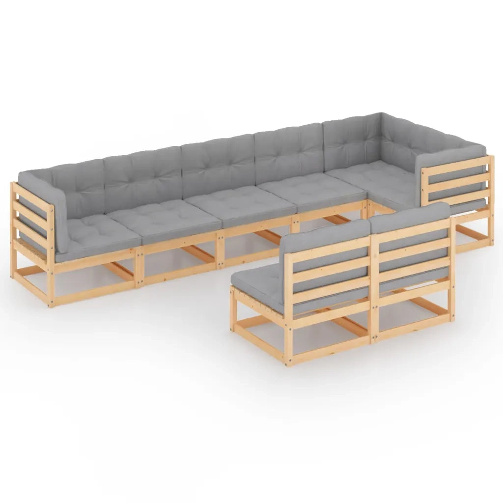 Set Salotto Giardino 8 pz Cuscini Antracite Legno Massello Pino 3076664