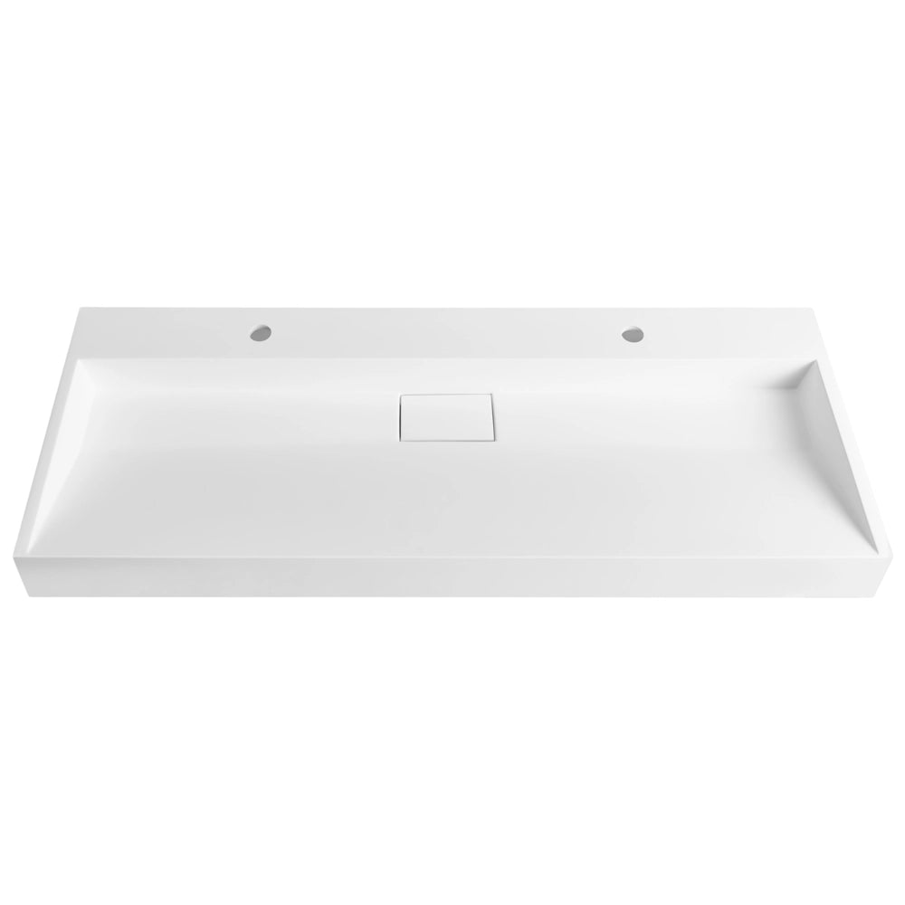Lavabo doppio bagno classico rettangolare in ceramica finitura lucida 120 x 46 cm bianco Lavello da bagno rettangolare