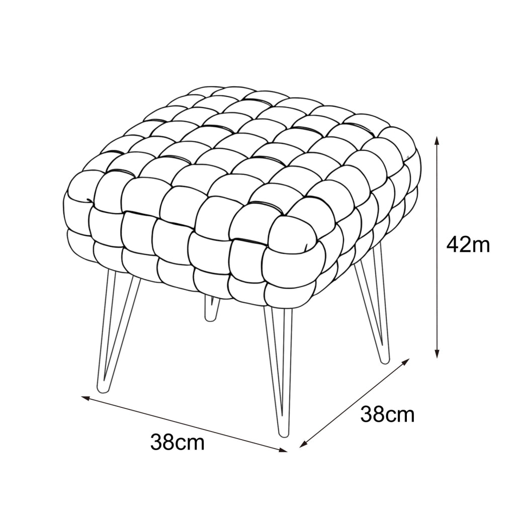 Pouf sgabello in velluto intrecciato 38 cm DOTTY Crema