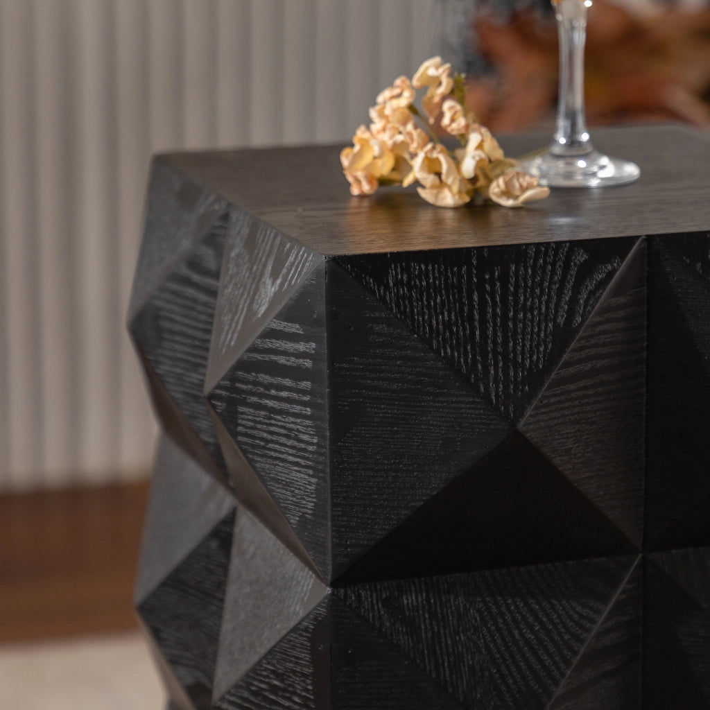 TAVOLINO Vintage 68,5x44x43,5 cm Legno Massello e MDF Nero, Pronto all'uso