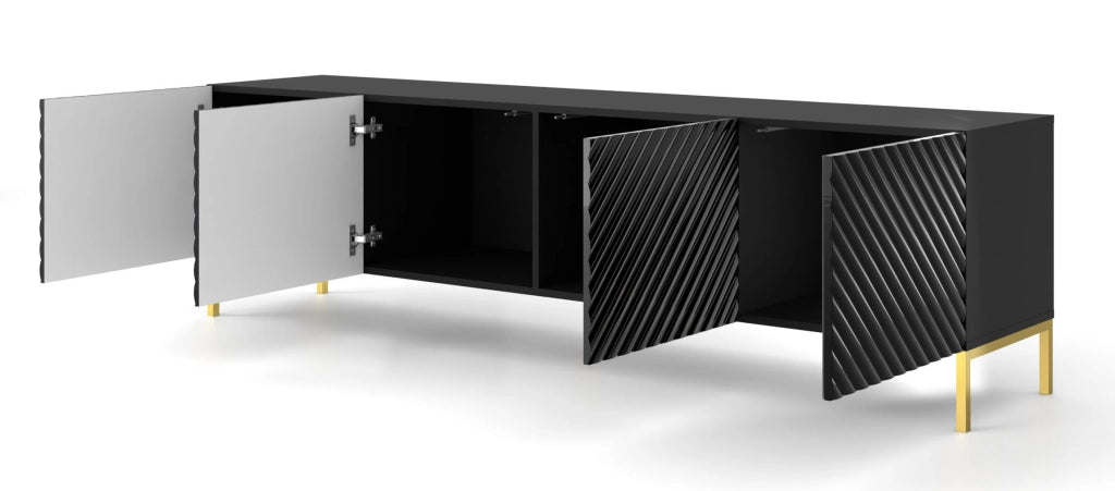 PORTA TV SURF 200 4D GAMBE NERO LUCIDO ORO