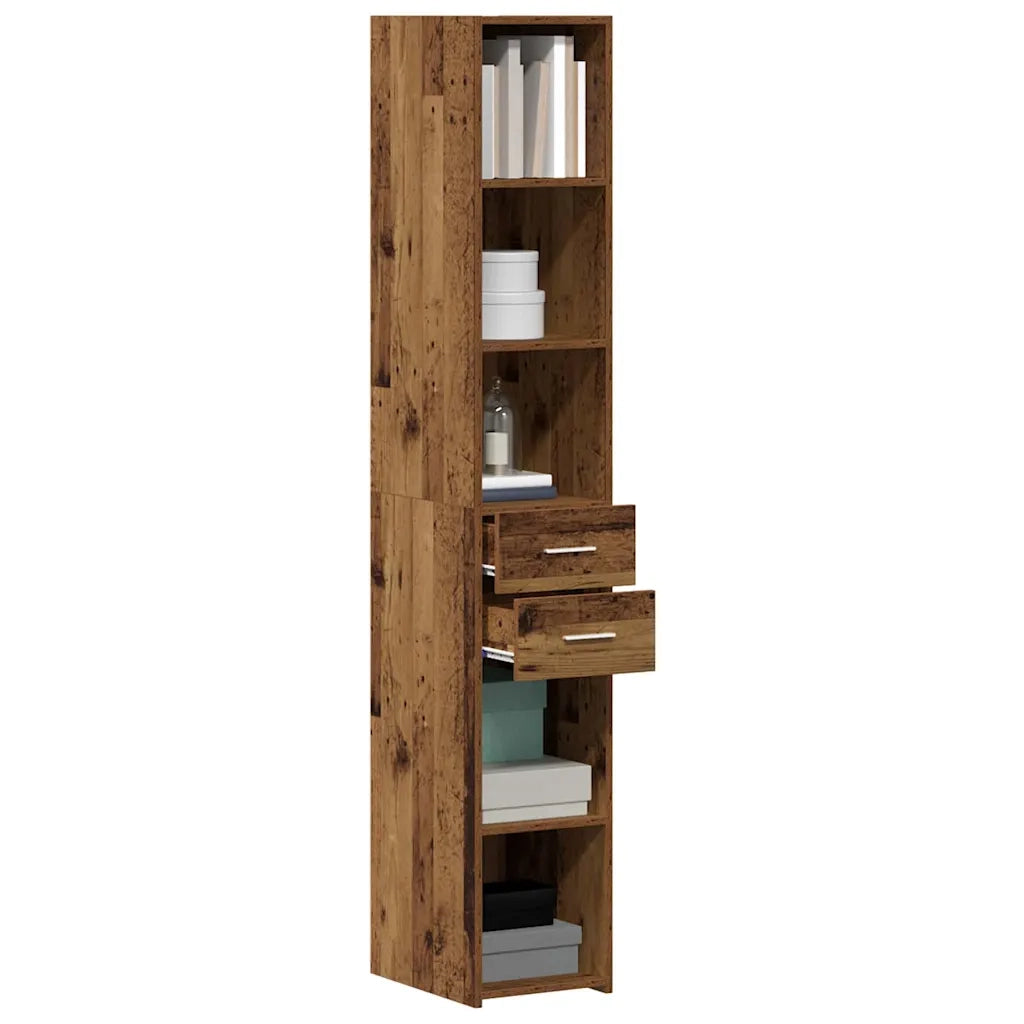 Libreria con cassetto-Scaffale per Libri-Mobile di Stoccaggio Legno vecchio 30 x 42.4 x 185.2 cm
