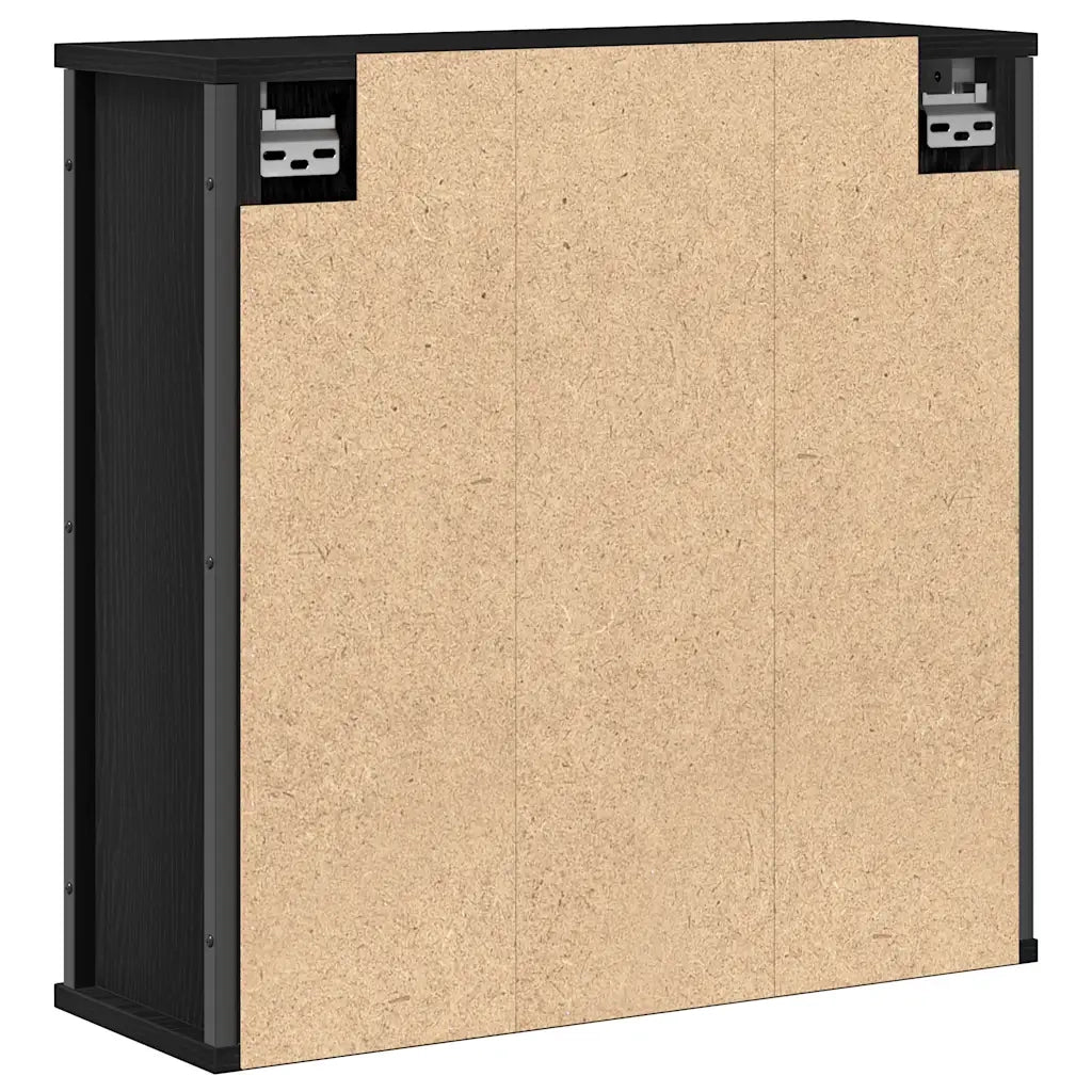 Pensile da Bagno con Specchio-Mobile bagno con specchio Rovere Nero 60x21x60 cm