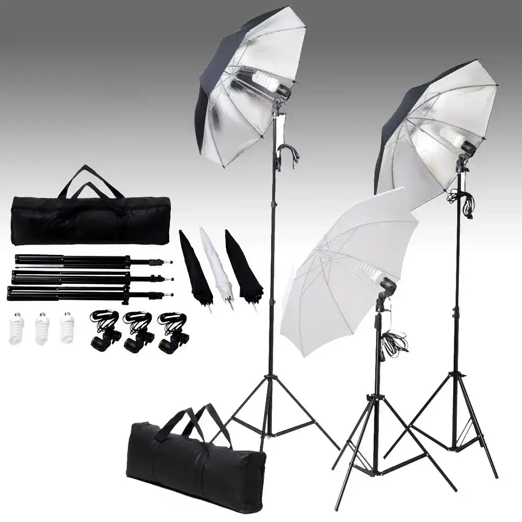 Set di Illuminazione da Studio: Ombrelli e Treppiedi 24 Watt CFW8015554