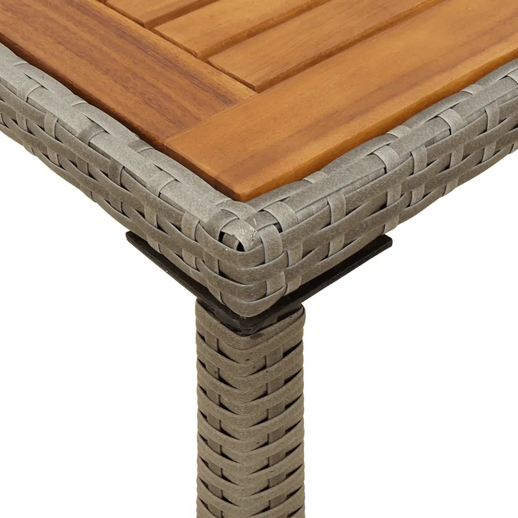 Tavolo Giardino | Tavolino da esterno Piano Legno Acacia Grigio 115x54x74 Polyrattan