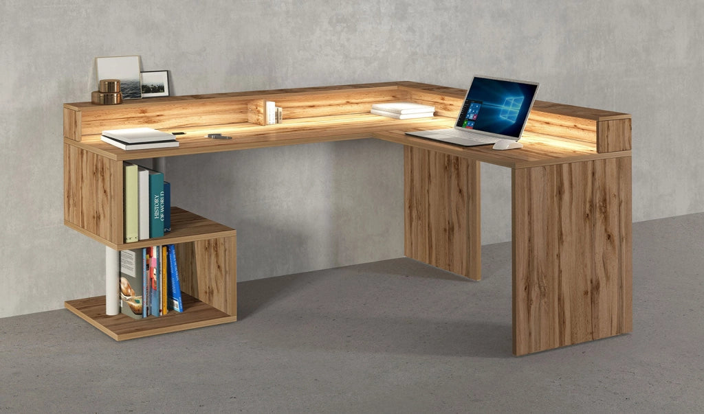 Scrivania Angolare a Giorno 182x160x60x92,5h cm Esse Rovere Wotan