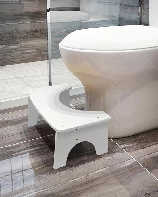 Toilette in legno di bambù per una corretta defecazione - Piastra wc in legno di bambù sostenibile - Inclinazione 35 gradi - Bianco sporco