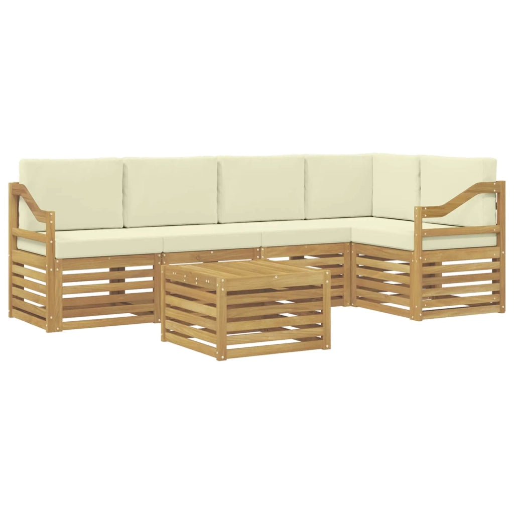Set divano sezionale con cuscino 6 pcs Bianco e Crema